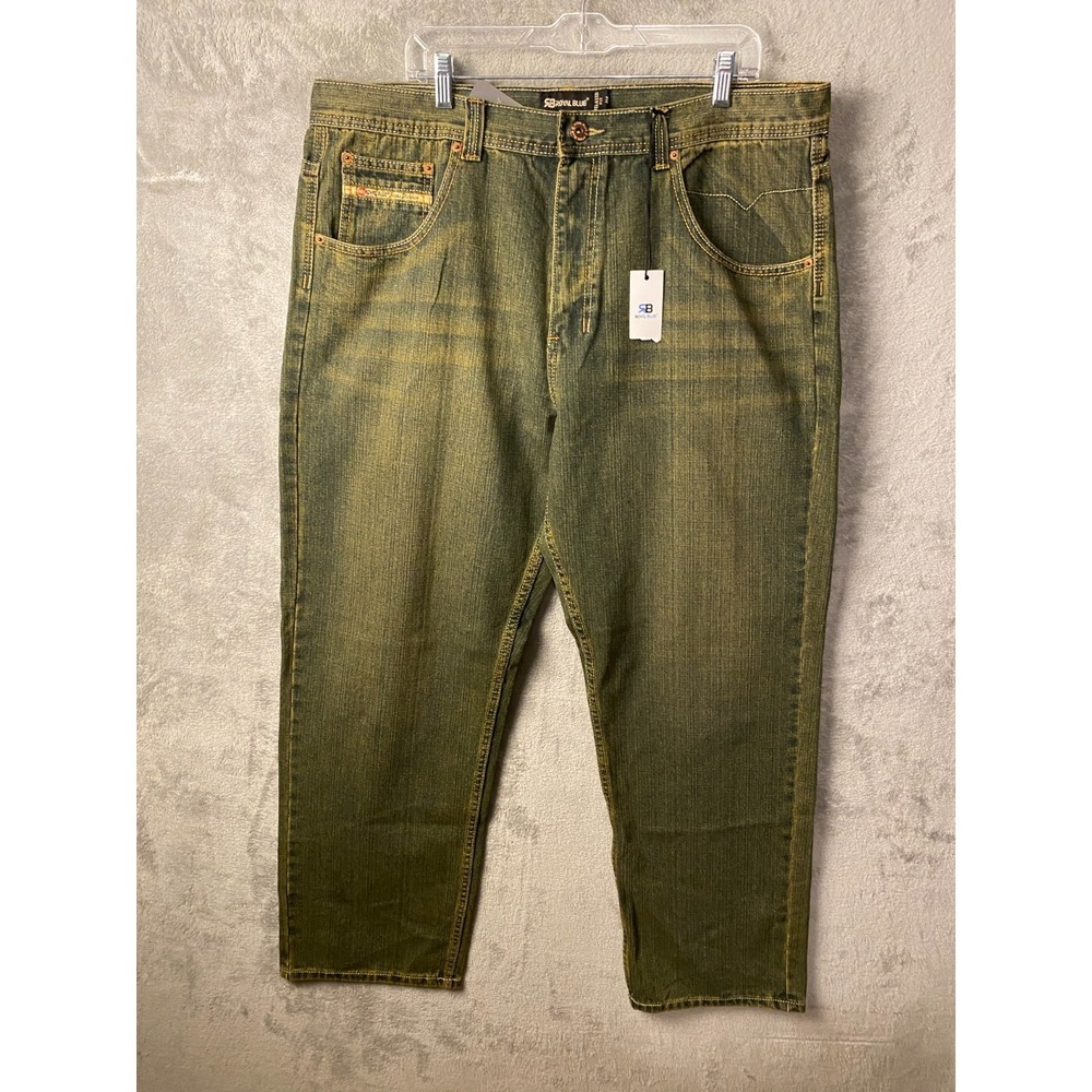 Royal Blue Relaxed Fit Jeans Men's 40x32 Brown Wash Denim Straight Leg NWT